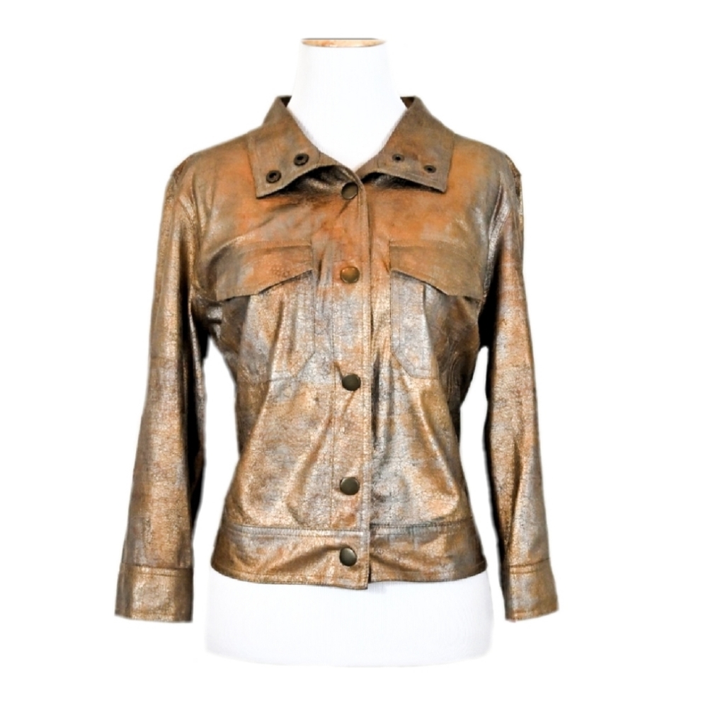 RUBY RD. Foil Suede Bomber Jacket
